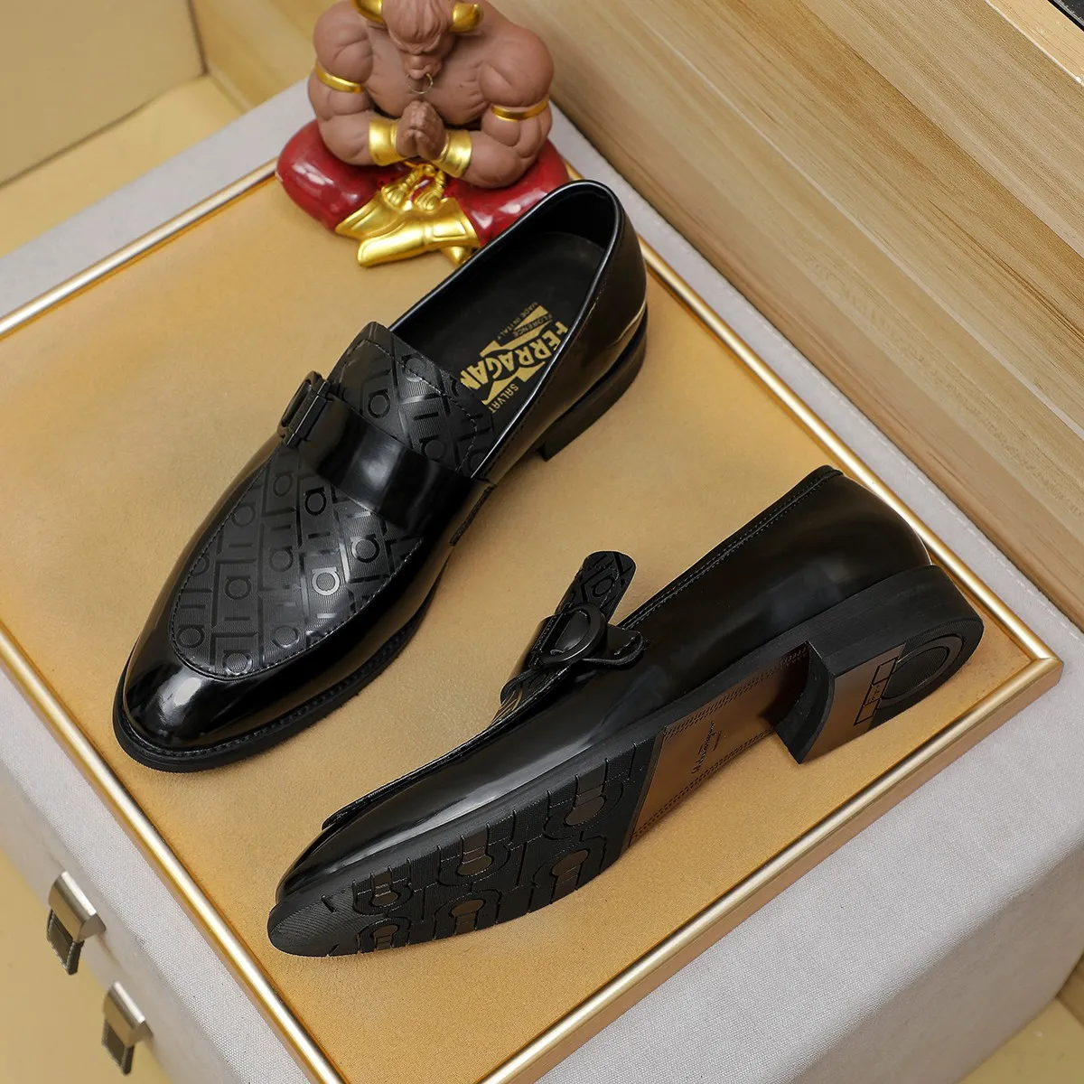 Men's shoes 💰460 Ferragamo [Ferragamo] top imported suit men's shoes 💯Original copy of the official website, product materials: selected imported embossed calfskin + luxury hardware buckle accessories ~ imported water-dyed cow 🐂 leather lining. Strong three-dimensional visual effect, original combination outsole, multiple colors available😘 Size: 39-44 (38.45.46. Customized)